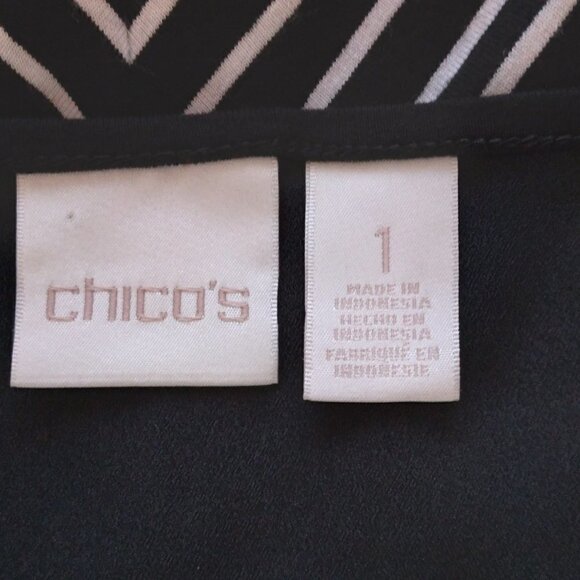 Chico’s | Black White Stripe Stretch Tunic Top | Size M - Picture 7 of 8